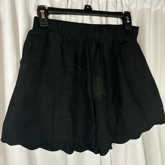 NWT Black Linen-like Scalloped Casual Vacation Shorts Small - Picture 5 of 5